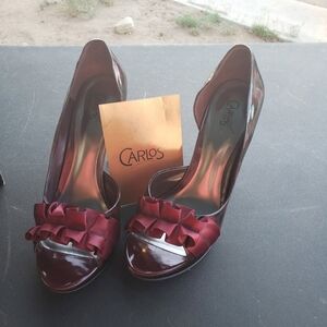 Carlos Women's Burgundy Peep-Toe Heels